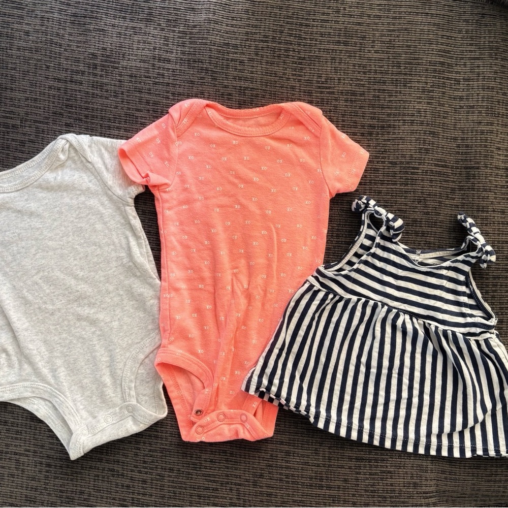 Carter's Gray and Pink Bodysuits Soft Cotton One Pieces